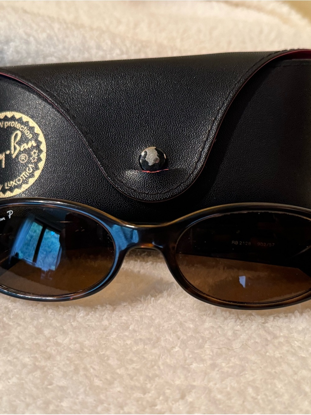 Vintage Ray-Ban RB 2128 902 Tortoise Shell Oval Sunglasses Made in Italy